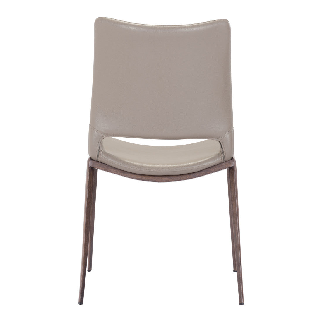 Set of Two Gray and Espresso Upholstered Faux Leather Dining Side Chairs