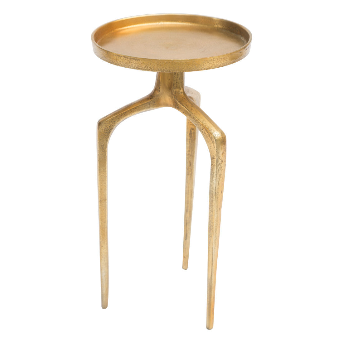 Set of Two Antiqued Gold and Gold Distressed Aluminum Nested Tables