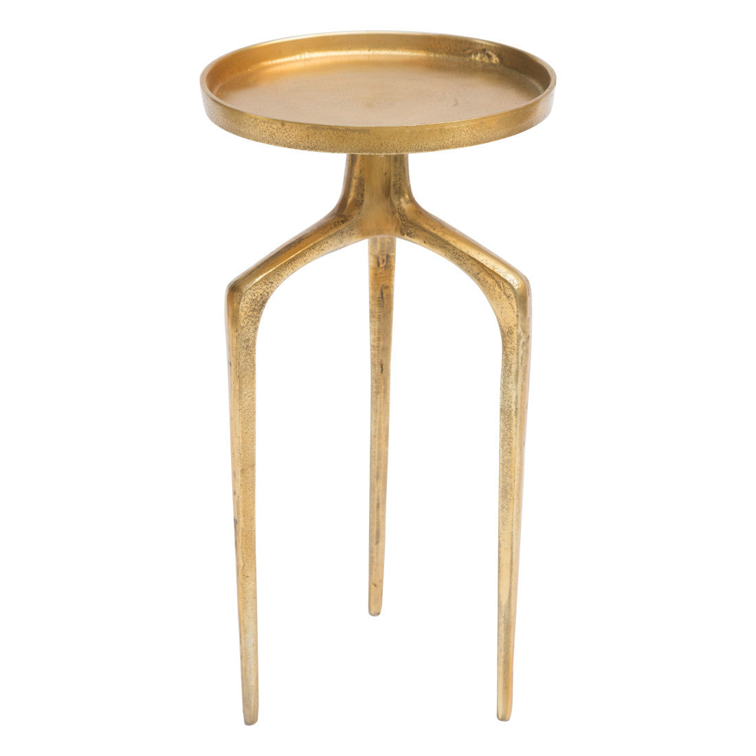 Set of Two Antiqued Gold and Gold Distressed Aluminum Nested Tables