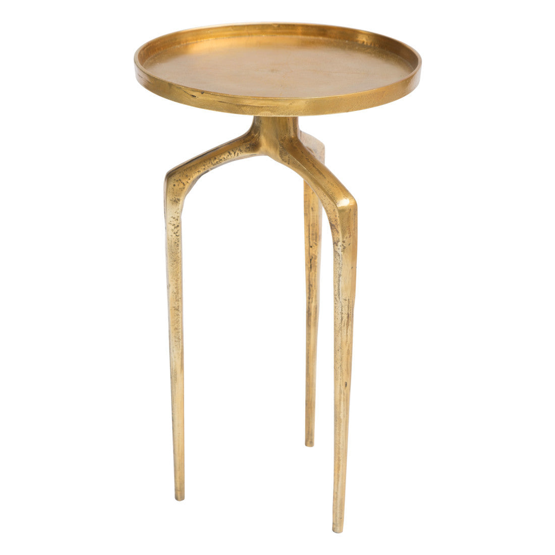 Set of Two Antiqued Gold and Gold Distressed Aluminum Nested Tables