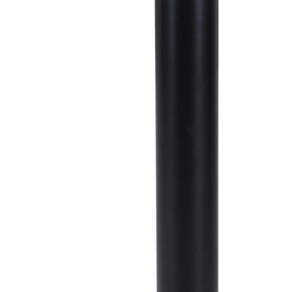 30" White and Black Wood and Steel Round Pedestal End Table