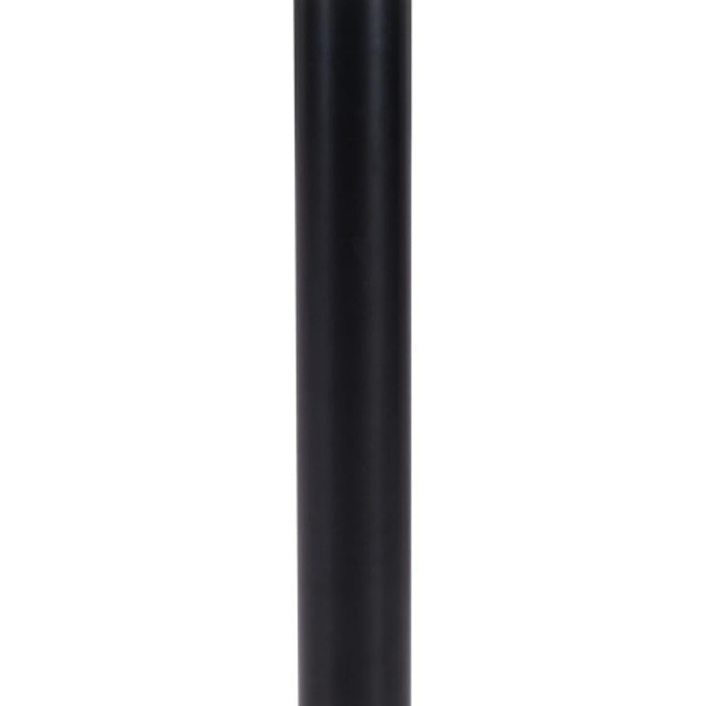 30" White and Black Wood and Steel Round Pedestal End Table