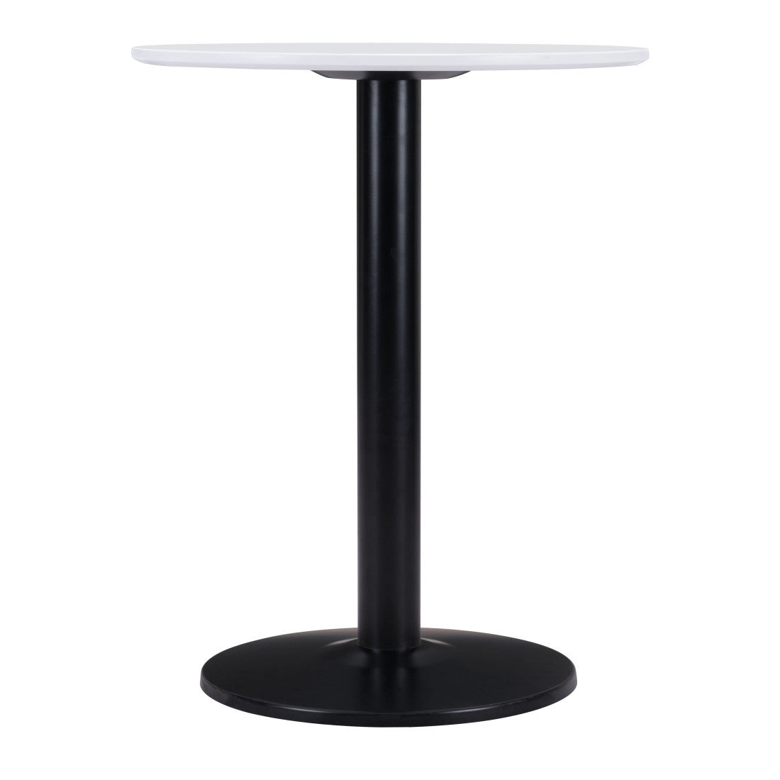 30" White and Black Wood and Steel Round Pedestal End Table