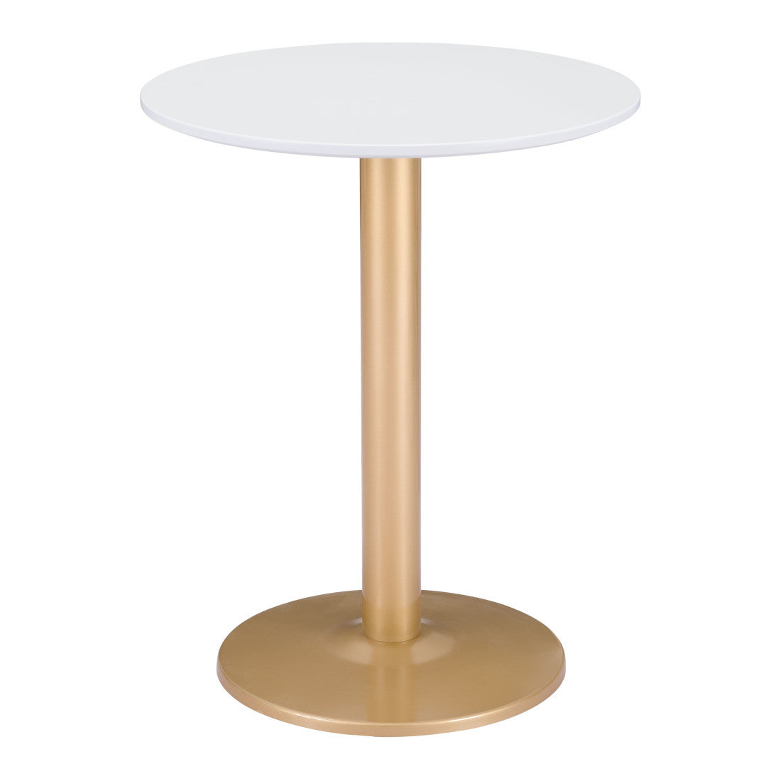 30" White and Gold Wood and Steel Pedestal End Table