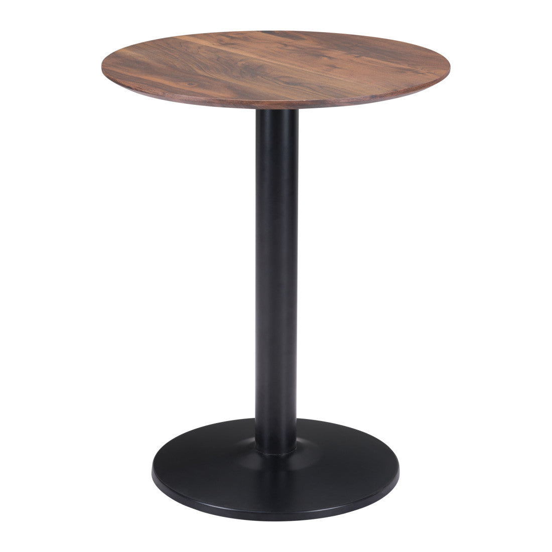 30" Black and Brown Wood and Steel Pedestal End Table
