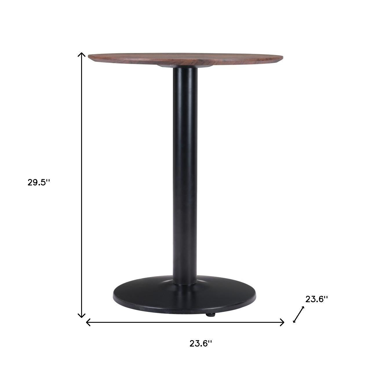 30" Black and Brown Wood and Steel Pedestal End Table