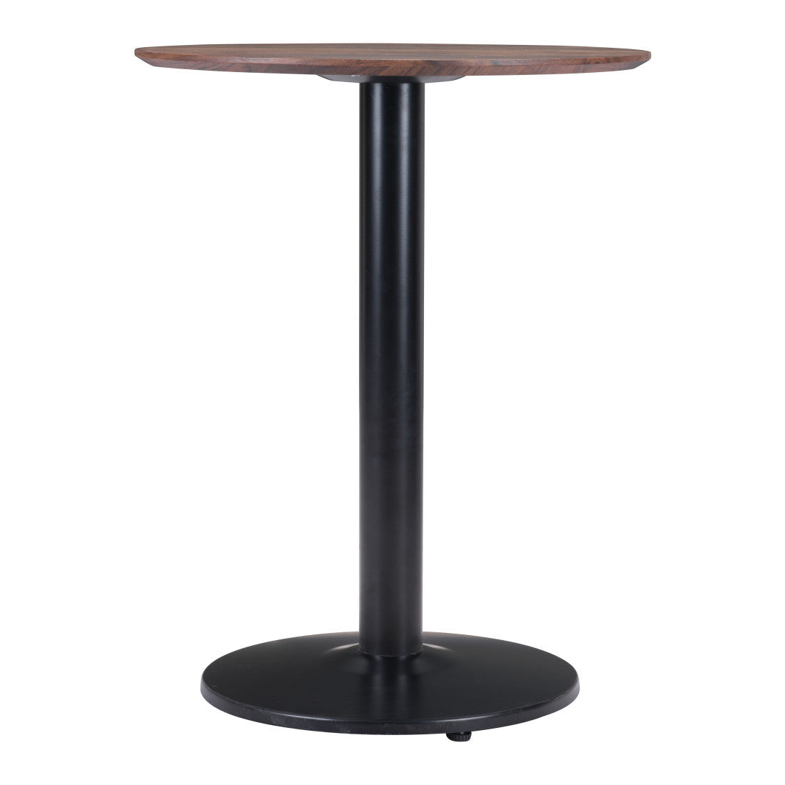 30" Black and Brown Wood and Steel Pedestal End Table