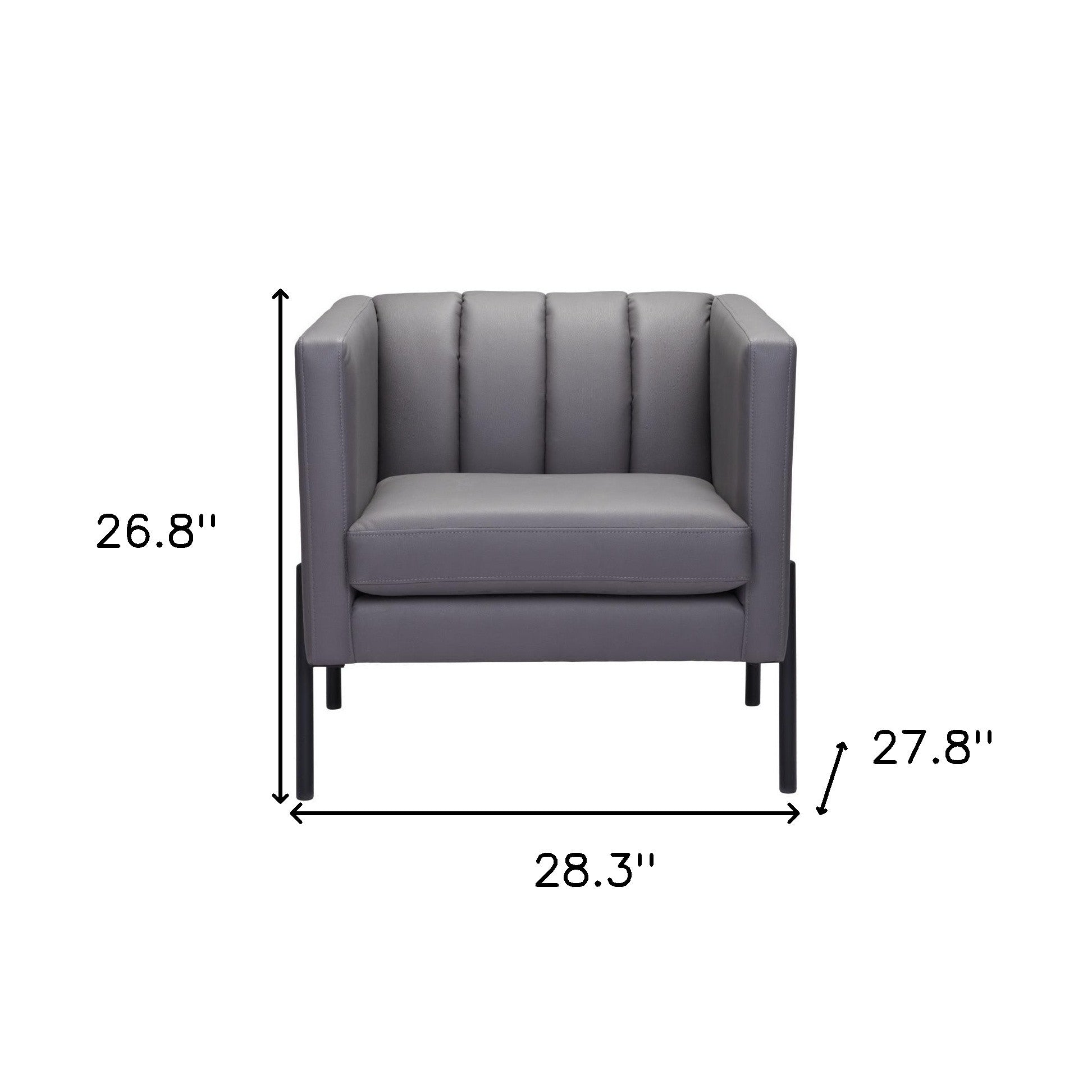 28" Light Gray And Black Faux Leather And Faux Leather Club Chair