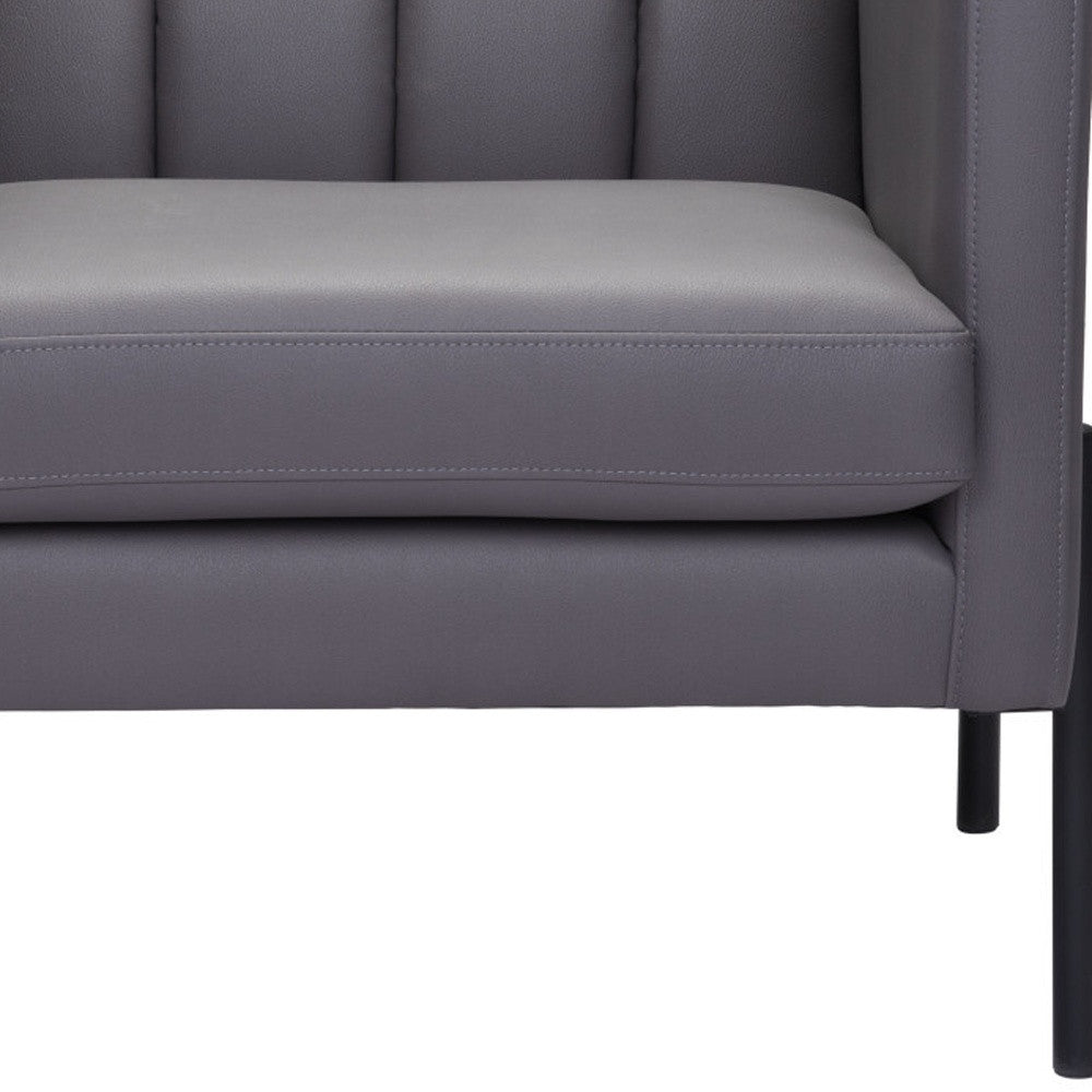 28" Light Gray And Black Faux Leather And Faux Leather Club Chair