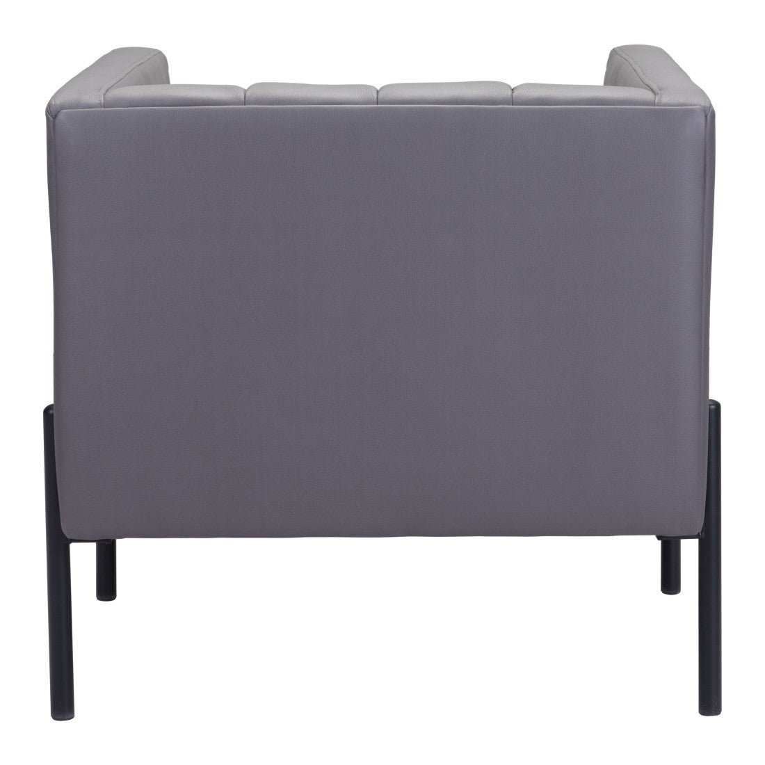 28" Light Gray And Black Faux Leather And Faux Leather Club Chair