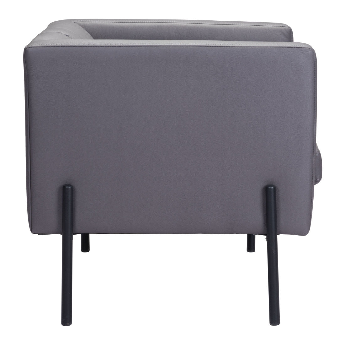28" Light Gray And Black Faux Leather And Faux Leather Club Chair