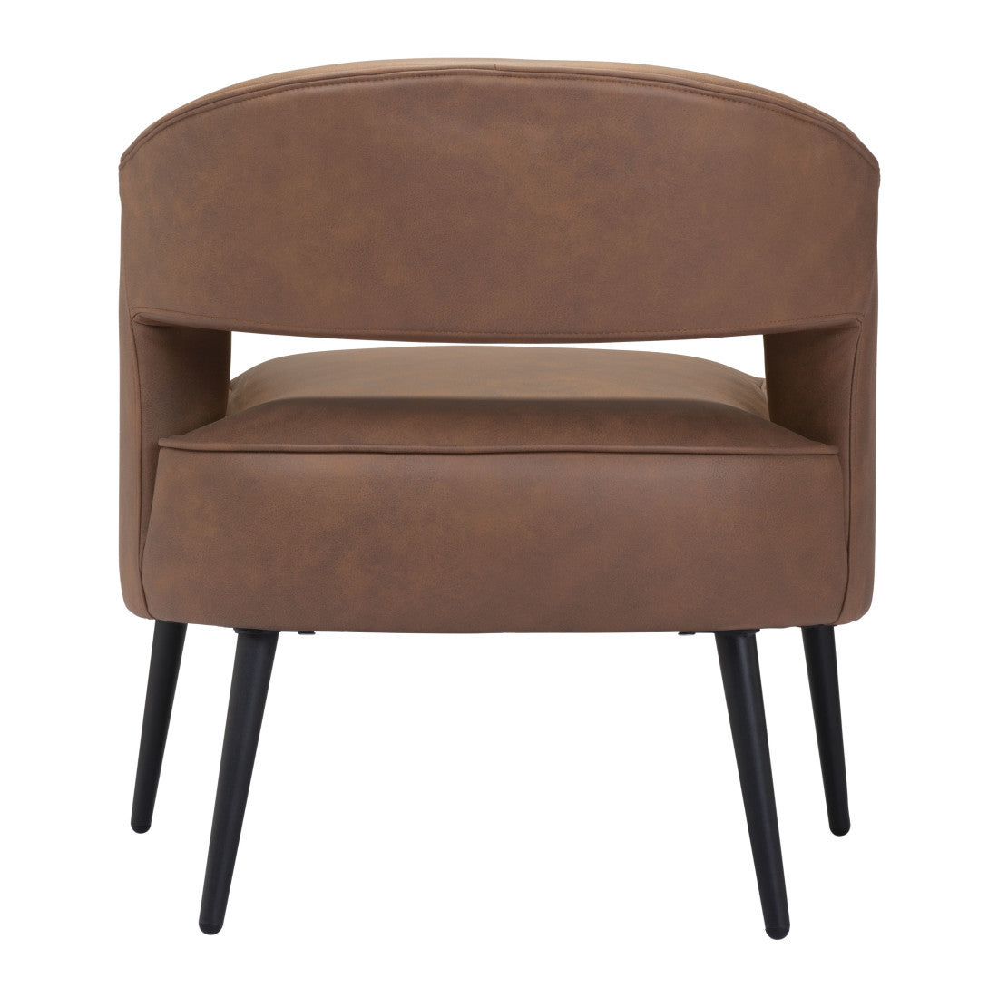 27" Brown Faux Leather Upholstery and Metal Club Chair