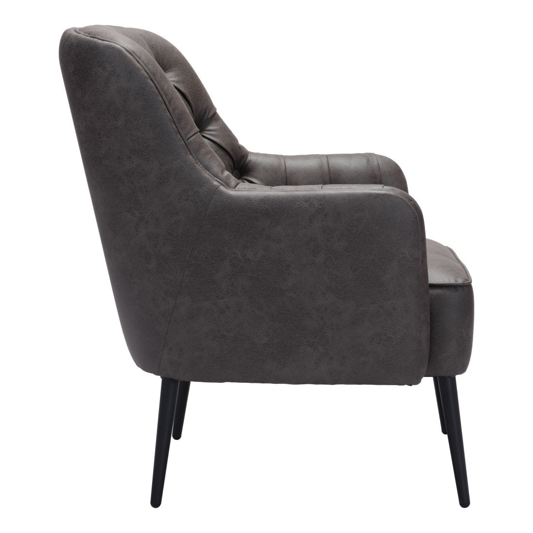 29" Black Faux Leather And Upholstered Tufted Chesterfield Chair