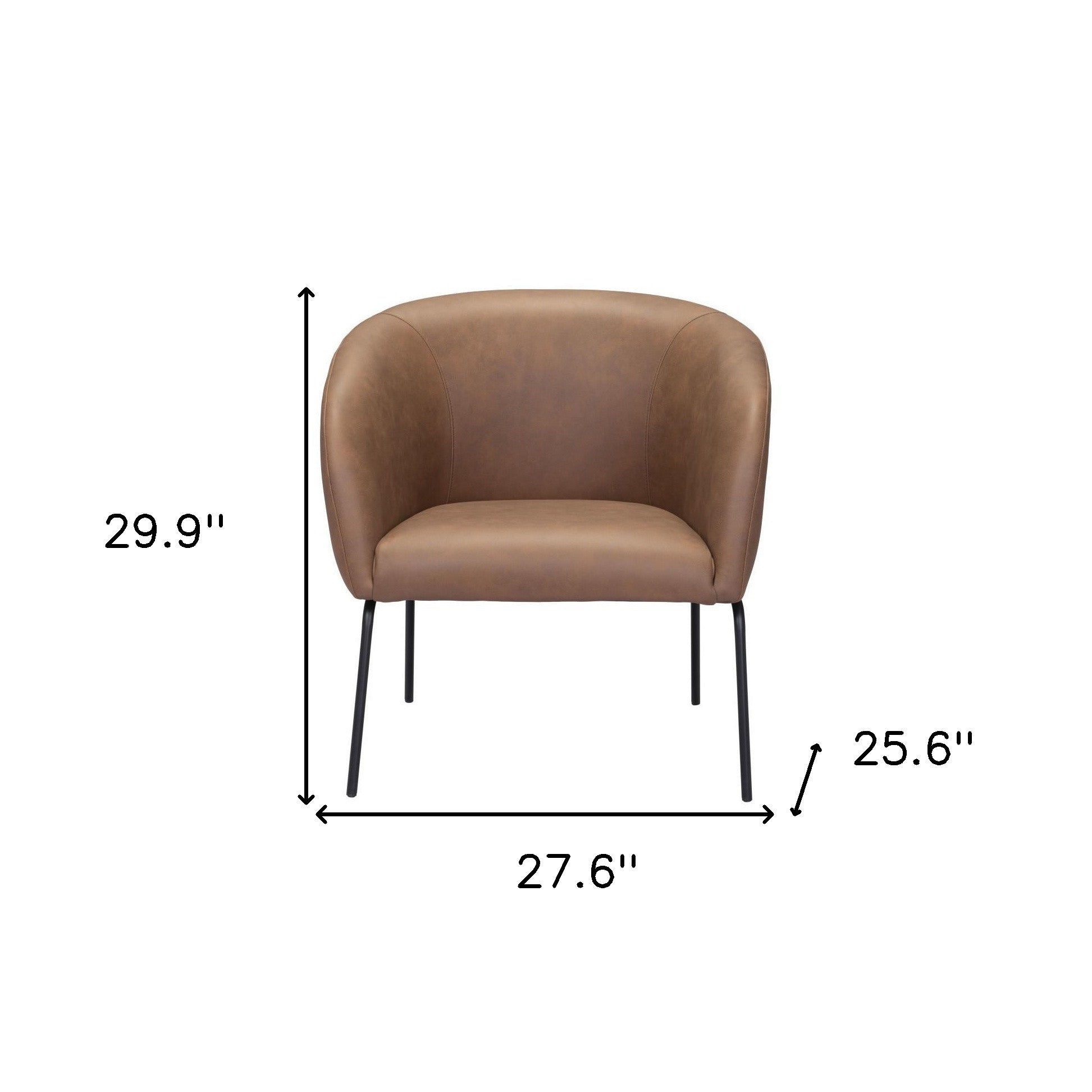 28" Brown And Black Faux Leather And Upholstered Club Chair