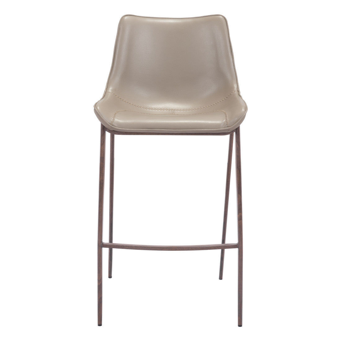 Set of Two 30" Gray And Brown Steel Low Back Bar Height Bar Chairs