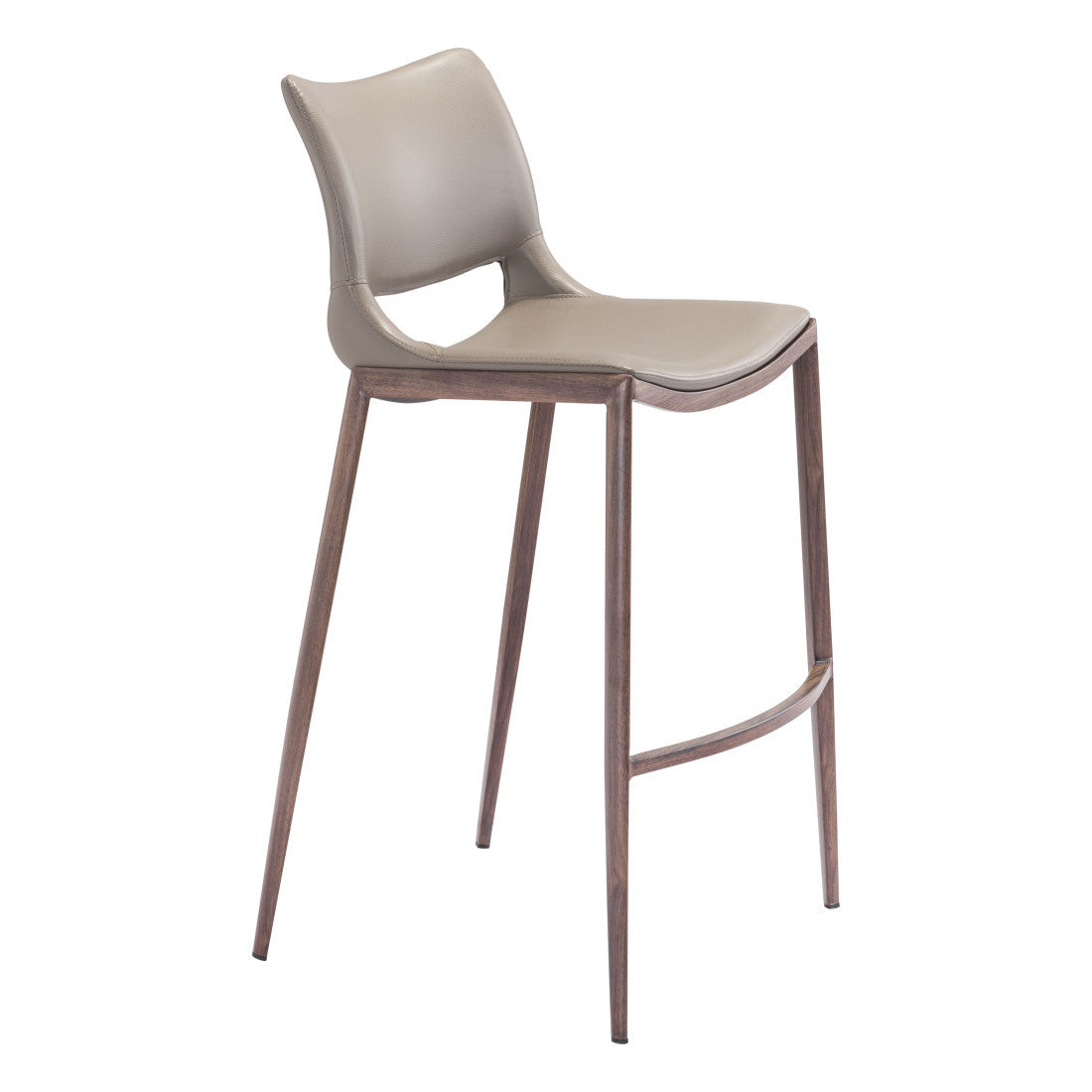 Set of Two 29" Gray and Brown Faux Leather and Steel Low Back Bar Height Bar Chairs