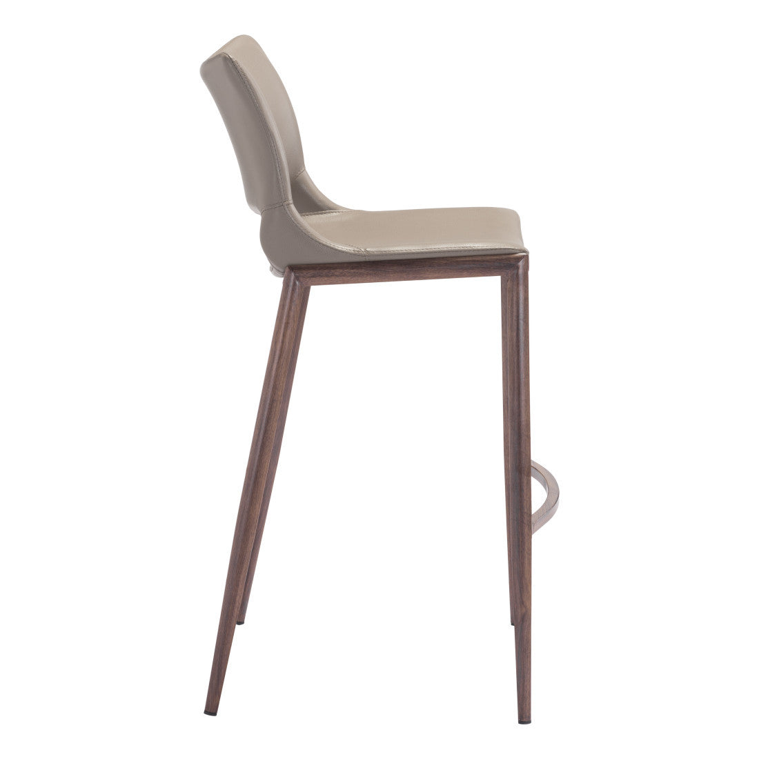 Set of Two 29" Gray and Brown Faux Leather and Steel Low Back Bar Height Bar Chairs