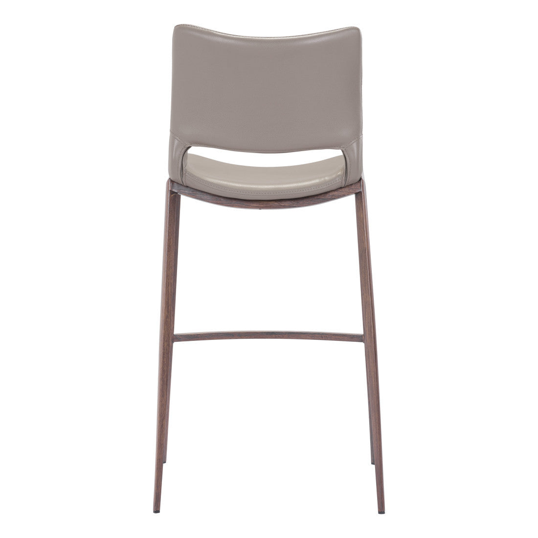 Set of Two 29" Gray and Brown Faux Leather and Steel Low Back Bar Height Bar Chairs