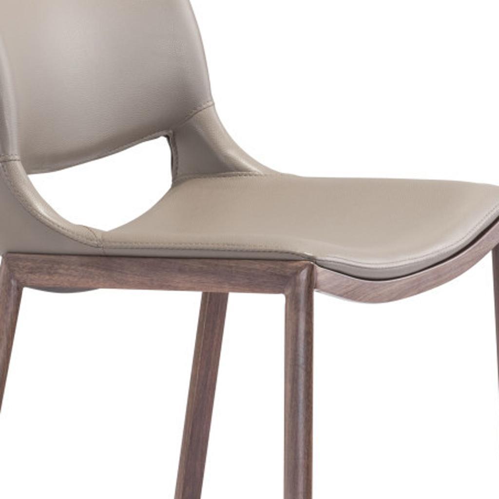 Set of Two 29" Gray and Brown Faux Leather and Steel Low Back Bar Height Bar Chairs