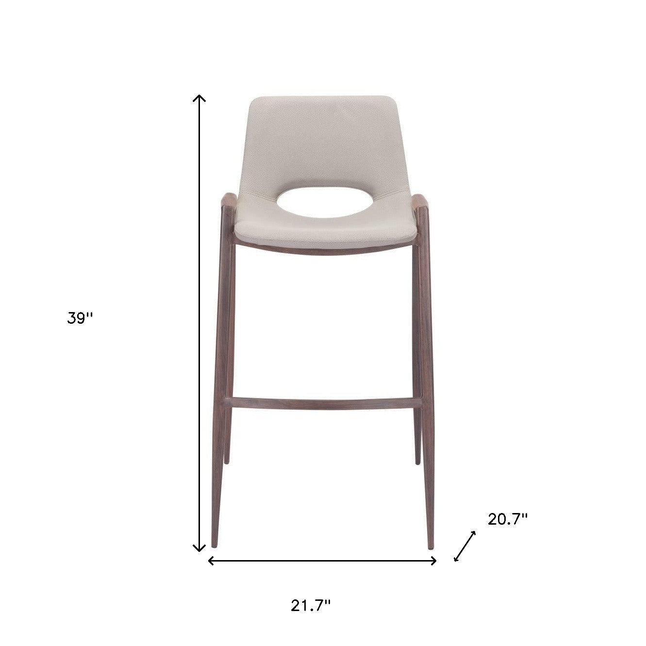 Set of Two 29 " Beige And Brown Steel Low Back Bar Height Bar Chairs