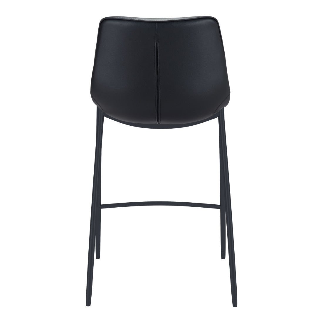 Set of Two 30" Black Faux Leather and Steel Low Back Bar Height Bar Chairs
