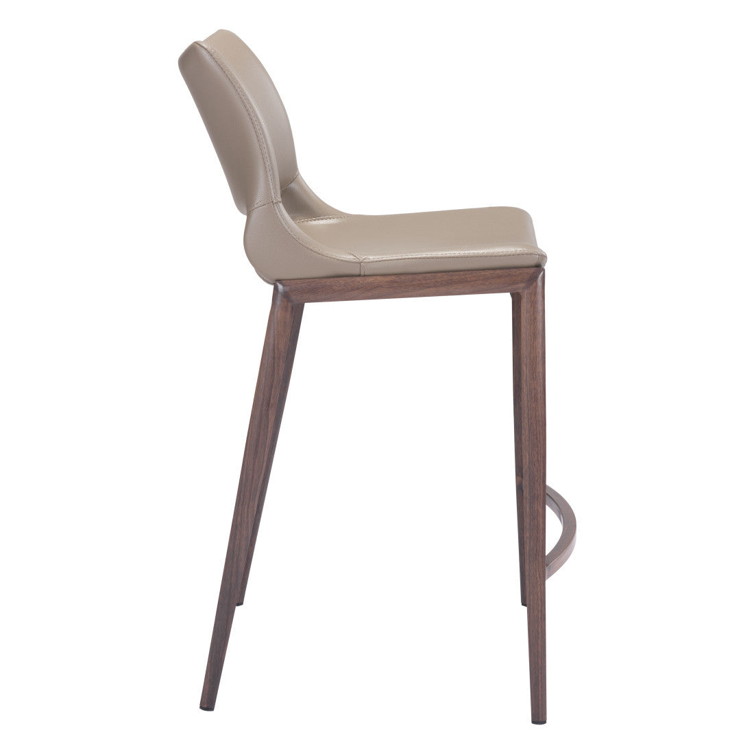 Set of Two 25" Gray and Brown Faux Leather and Steel Low Back Bar Chairs