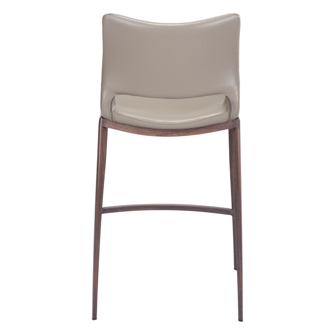 Set of Two 25" Gray and Brown Faux Leather and Steel Low Back Bar Chairs