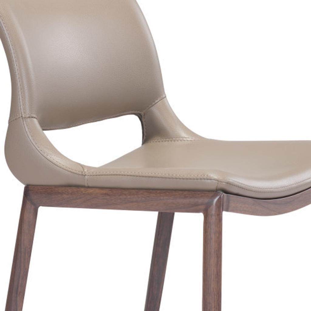 Set of Two 25" Gray and Brown Faux Leather and Steel Low Back Bar Chairs