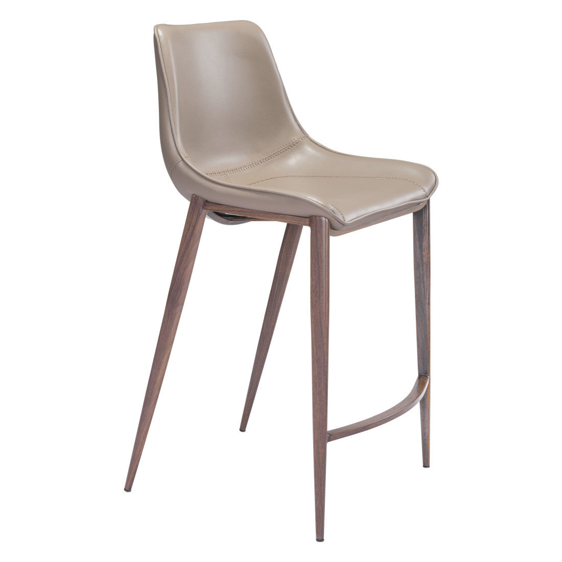 Set of Two 26" Gray and Brown Faux Leather and Steel Low Back Counter Height Bar Chairs