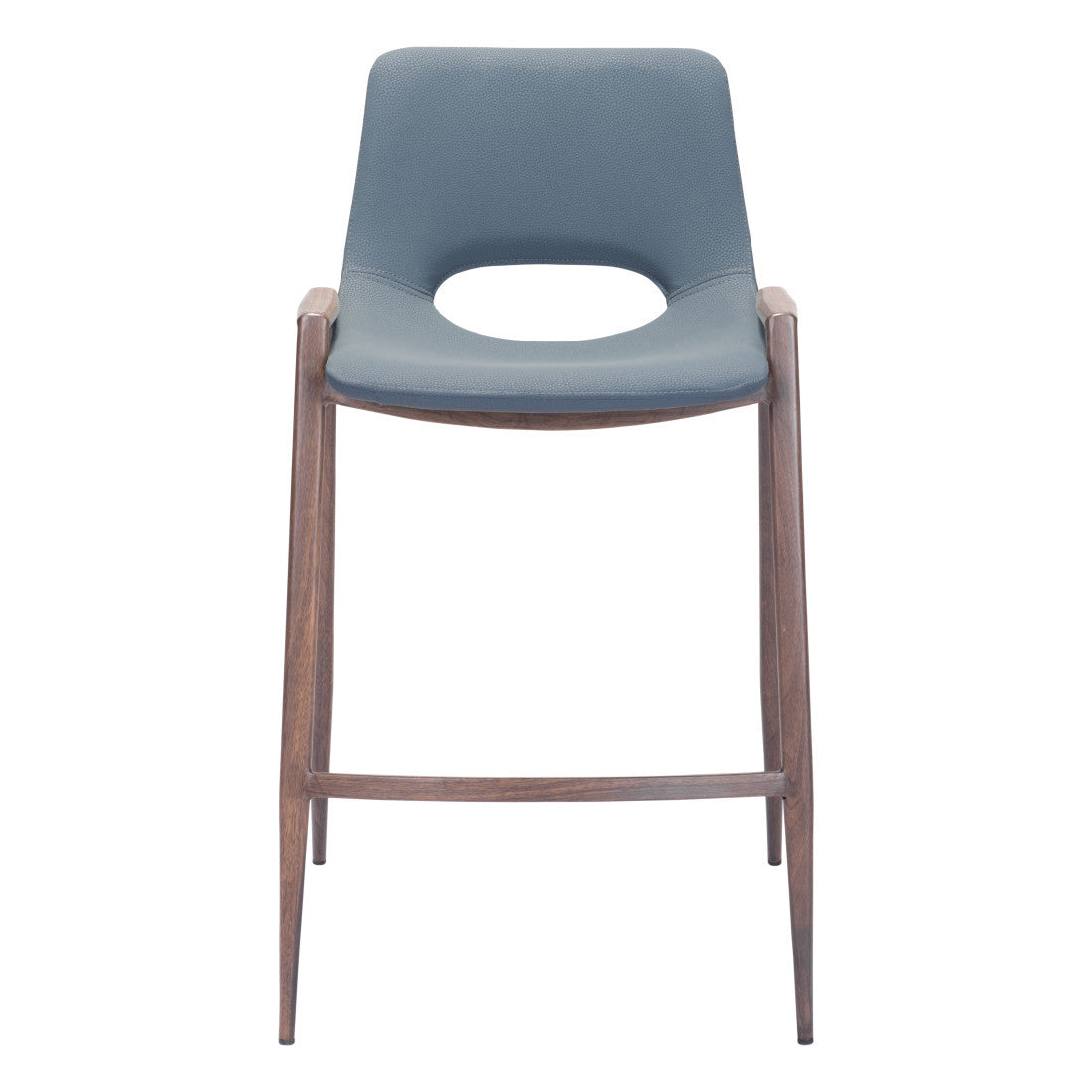 Set of Two 26" Gray And Brown Steel Low Back Counter Height Bar Chairs