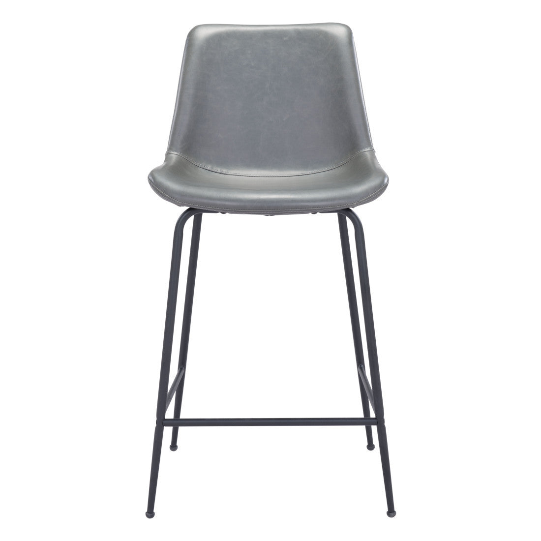 26" Gray And Black Steel Low Back Counter Height Bar Chair