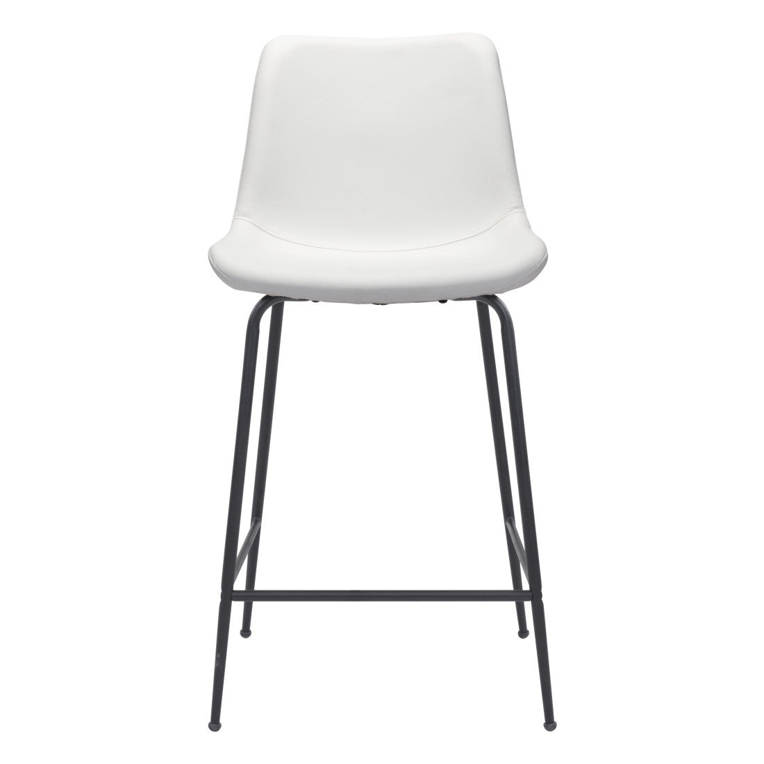 26" White And Black Steel Low Back Counter Height Bar Chair