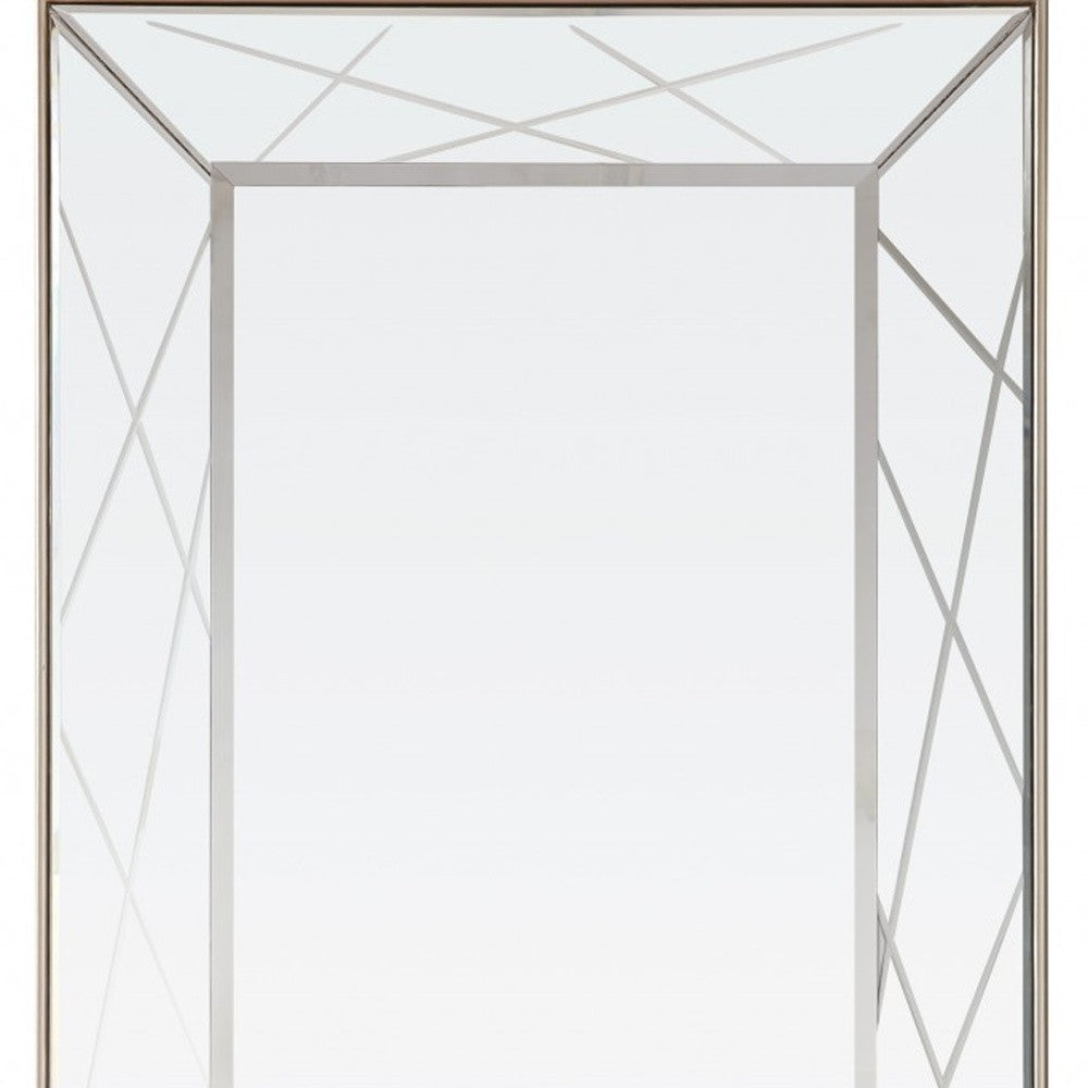 48" Champagne And Silver Mirrored Solid Wood And Glass Console Table With Two Drawers