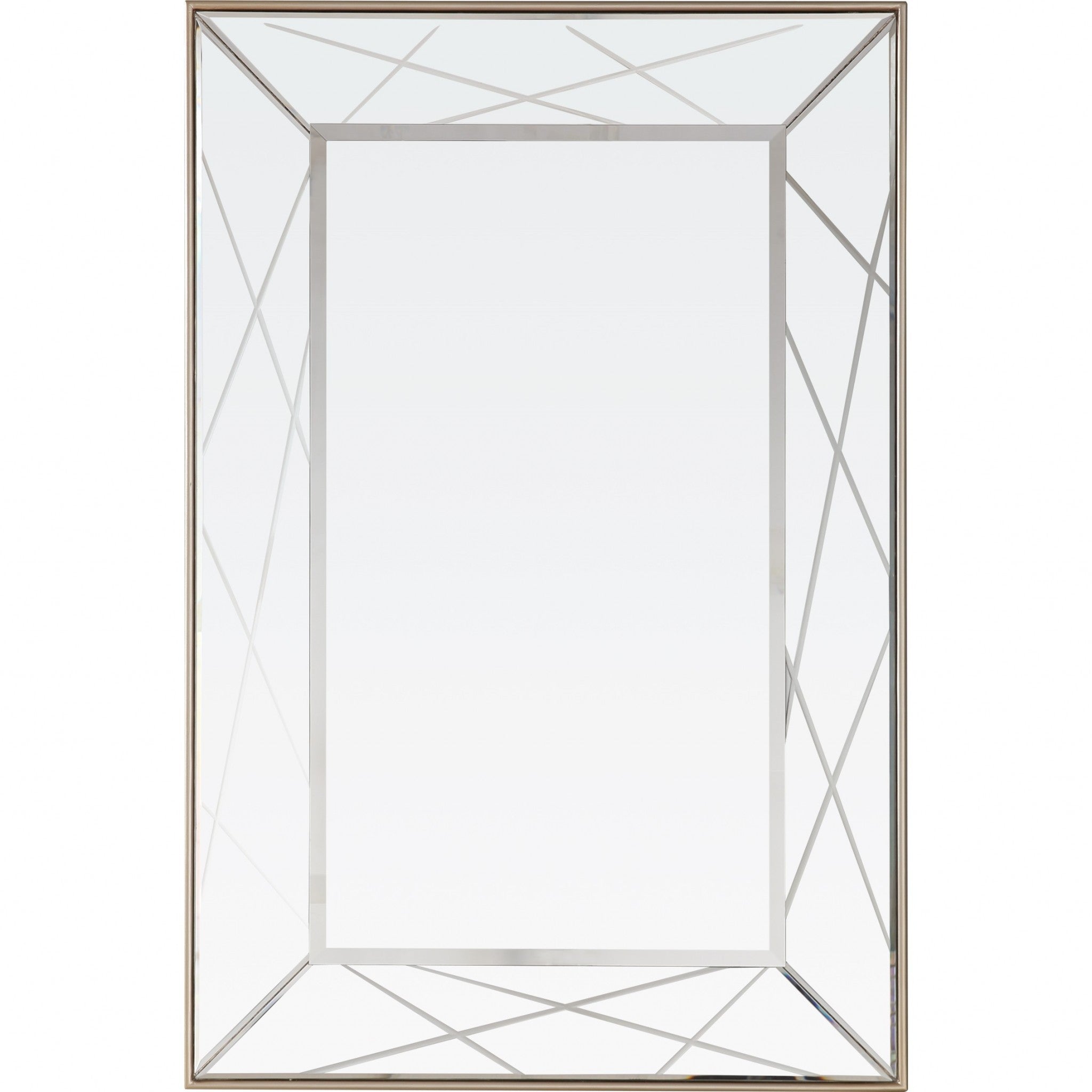 48" Champagne And Silver Mirrored Solid Wood And Glass Console Table With Two Drawers