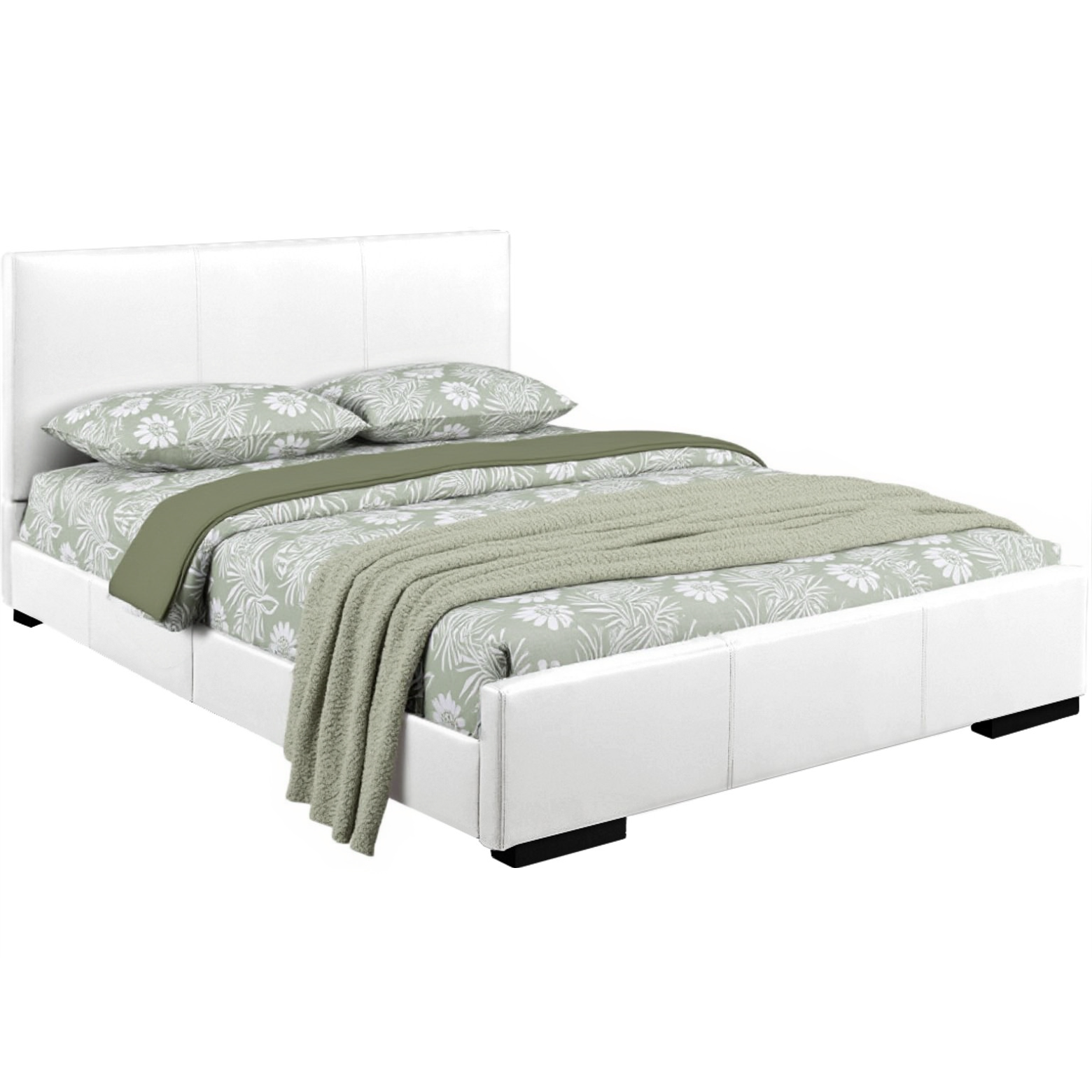White Faux Leather Queen Bed Frame