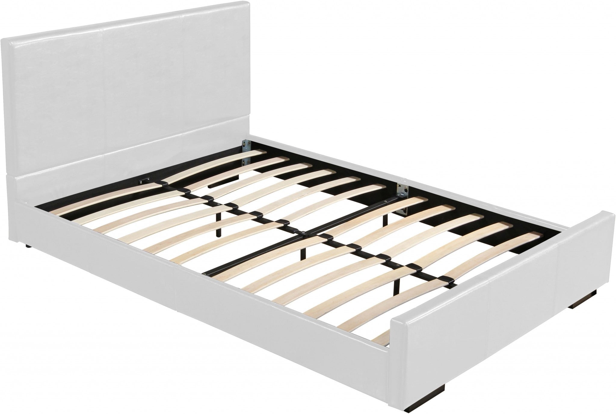 White Faux Leather Queen Bed Frame