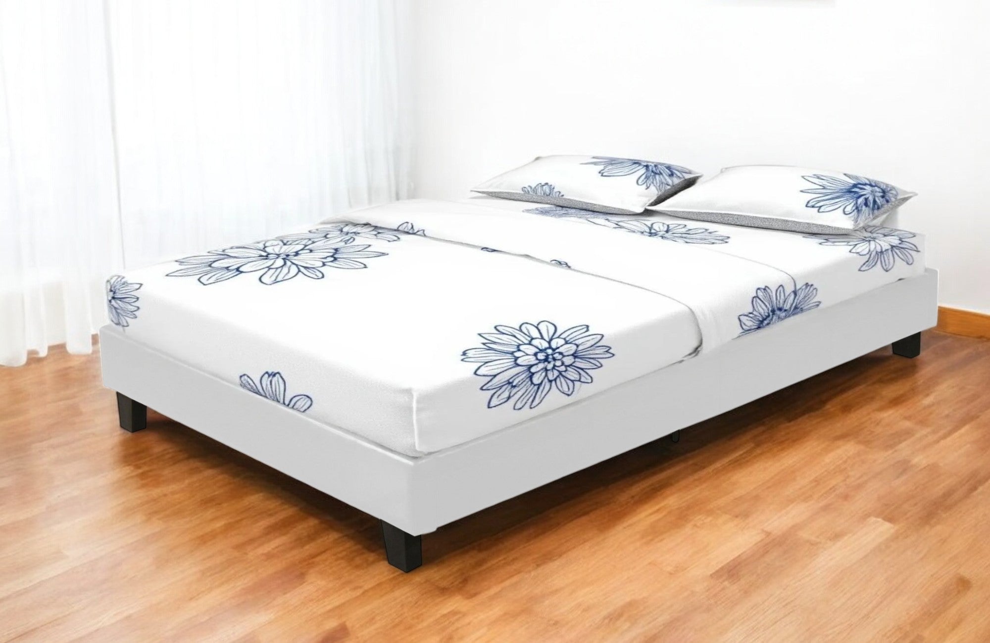 White Faux Leather King Bed Frame