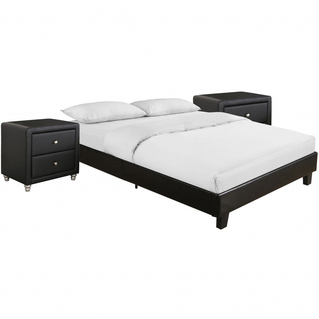 Black Wood And Linen King Bed Frame