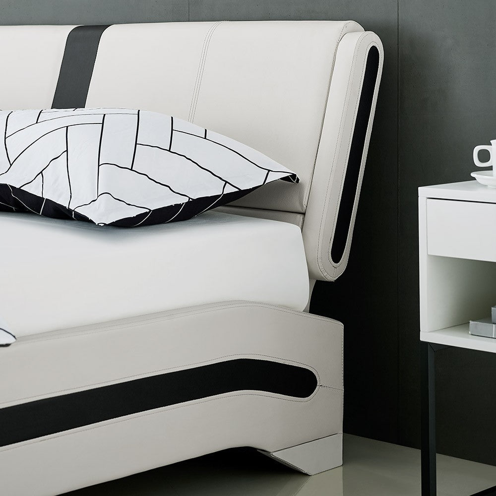 White Faux Leather King Bed Frame
