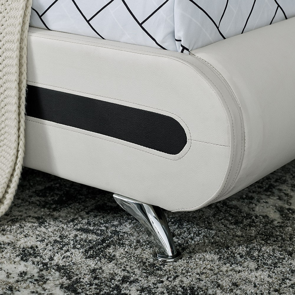 White Faux Leather King Bed Frame