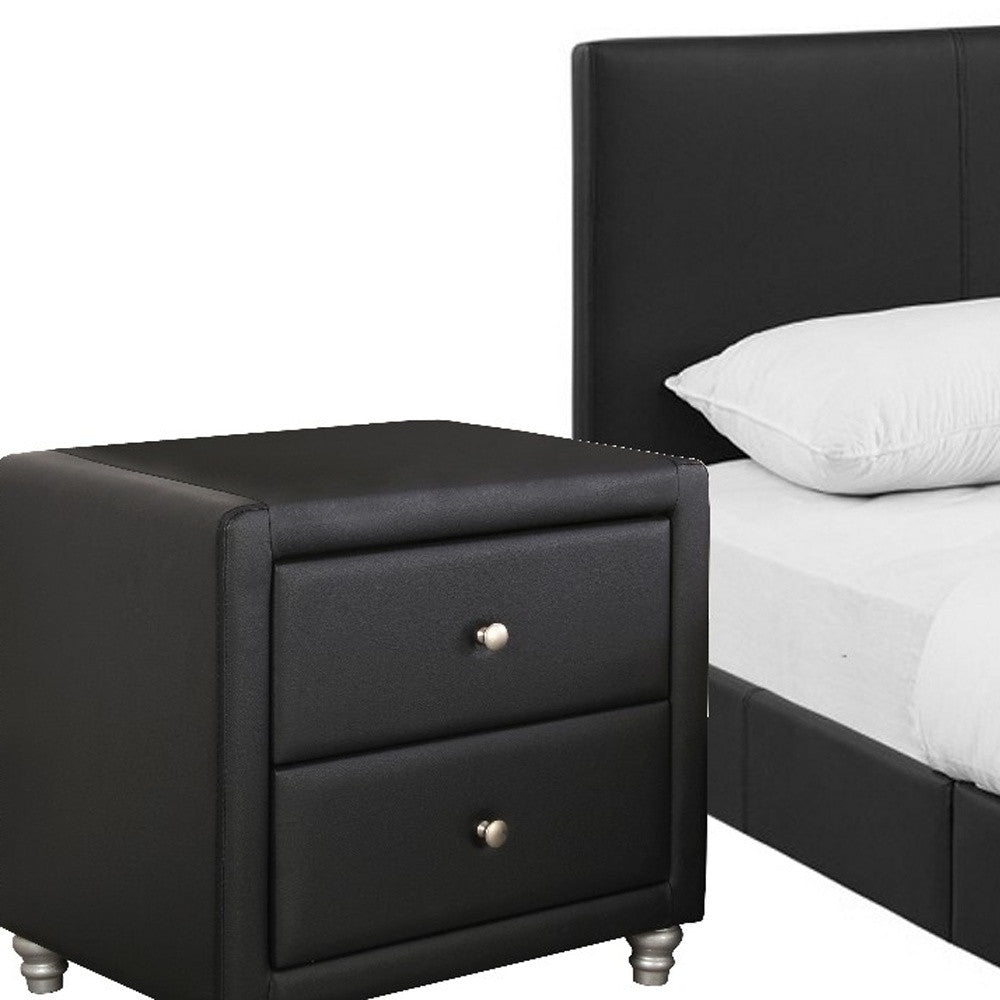 Black Wood And Faux Leather Twin Bed Frame