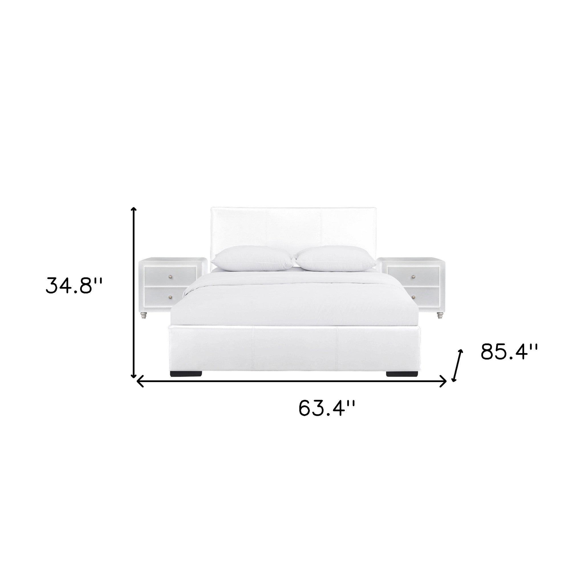 Solid Manufactured Wood White Standard Bed Upholstered With Headboard