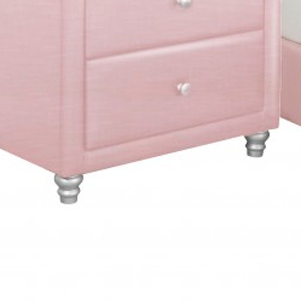 Solid Manufactured Wood Pink Standard Bed Upholstered With Headboard