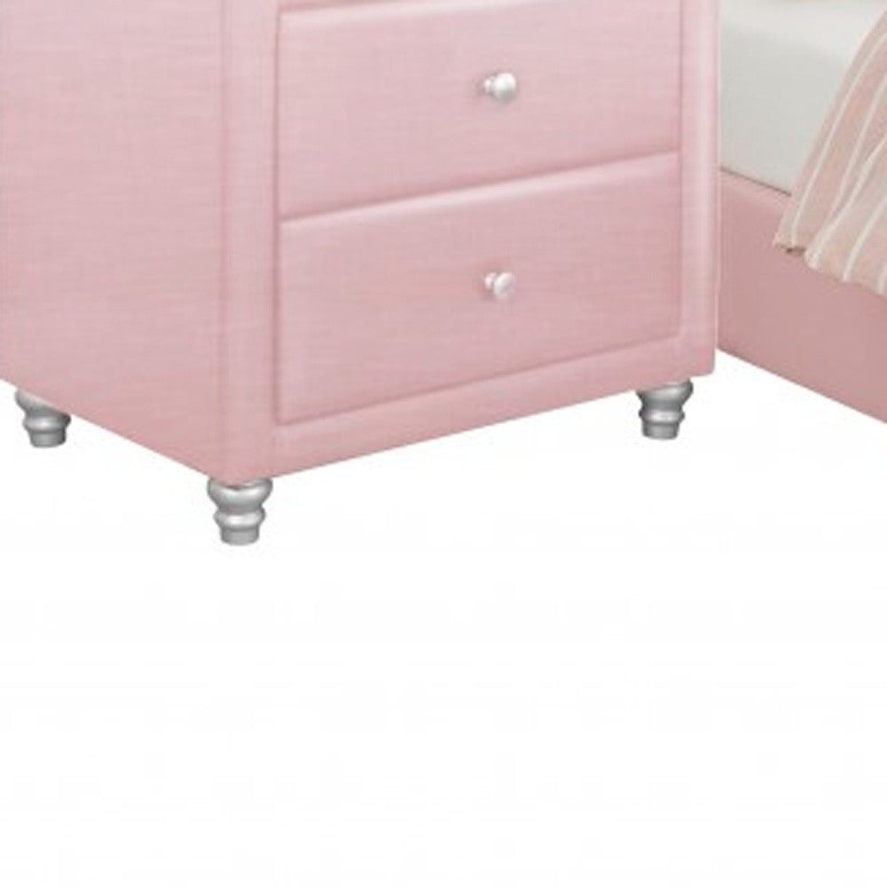 Solid Manufactured Wood Pink Standard Bed Upholstered With Headboard