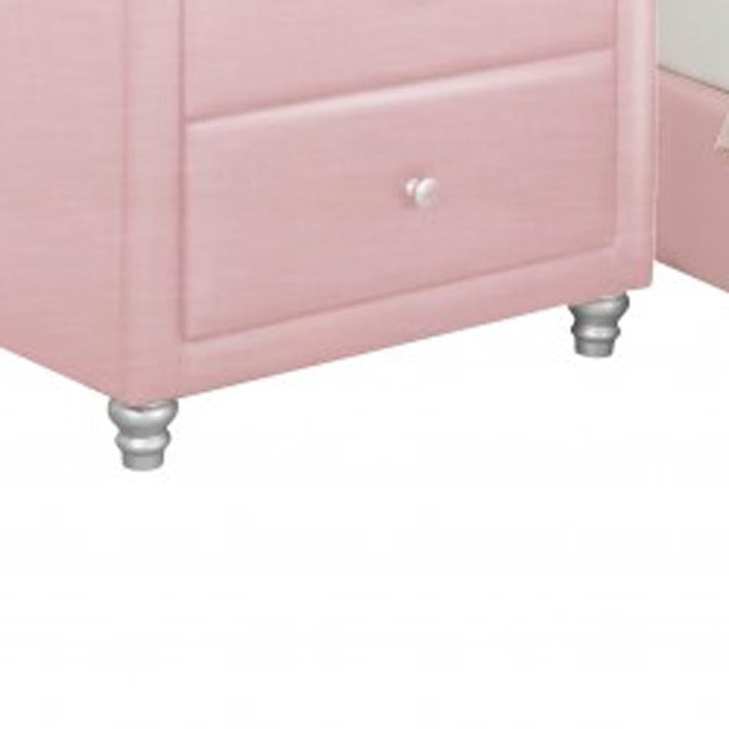 Solid Manufactured Wood Pink Standard Bed Upholstered With Headboard