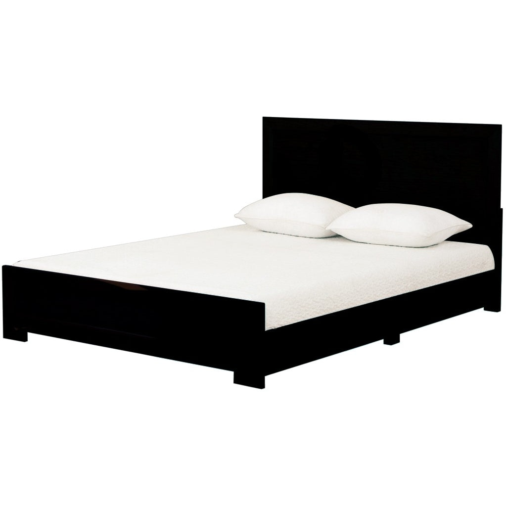 Black Inlaid Panels Solid Wood Full Bed Frame