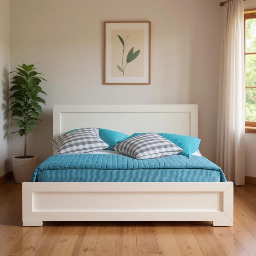 White Wood Twin Platform Bed