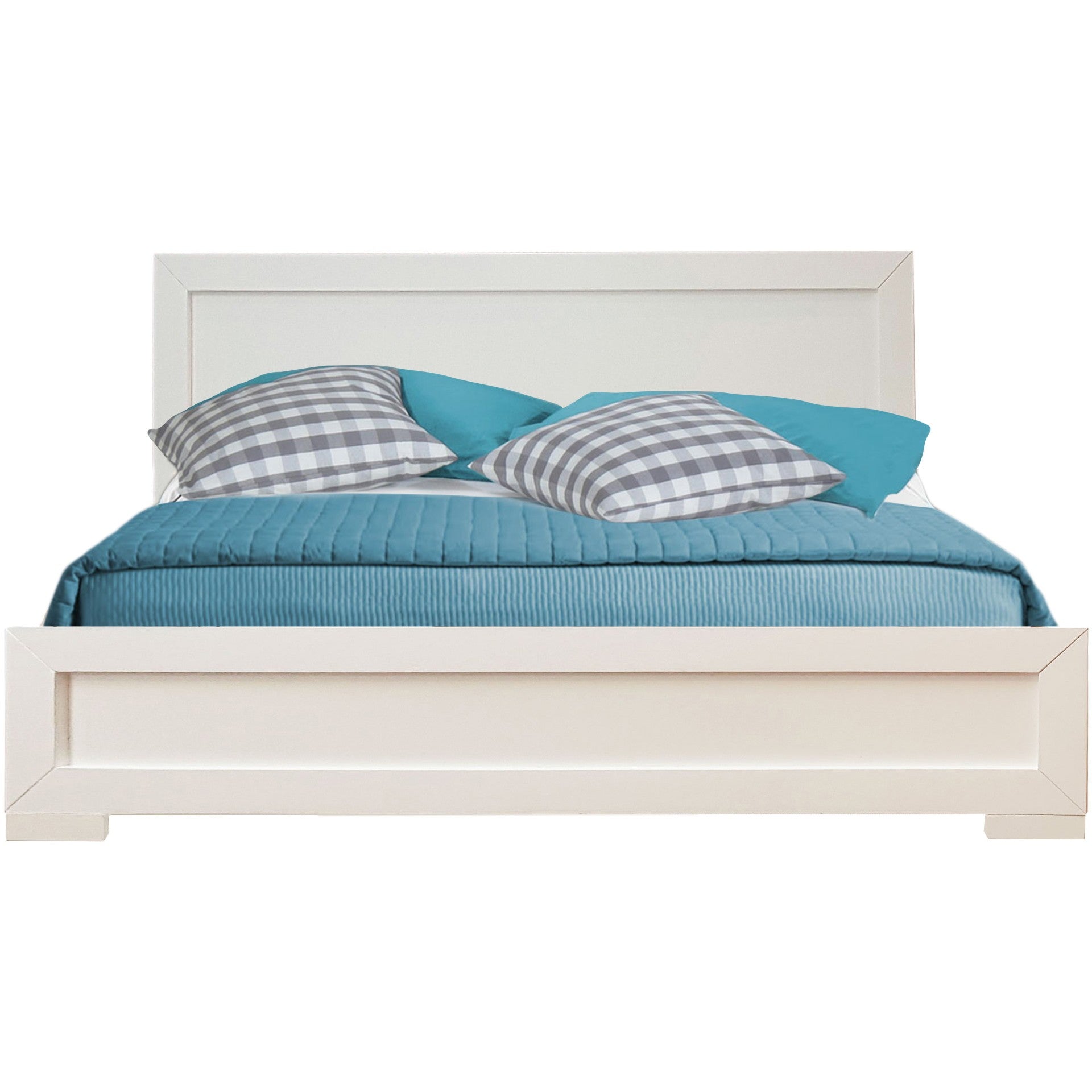 White Solid and Manufactured Wood Full Bed Frame
