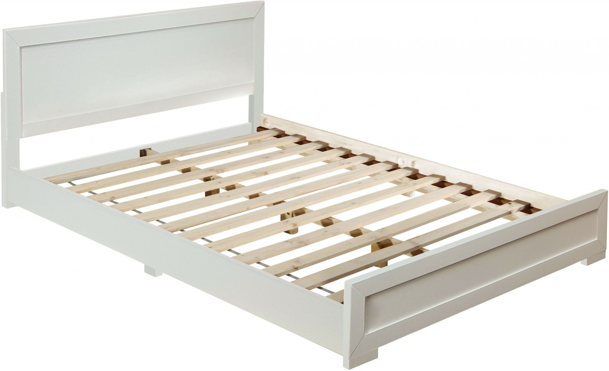 White Solid and Manufactured Wood Full Bed Frame
