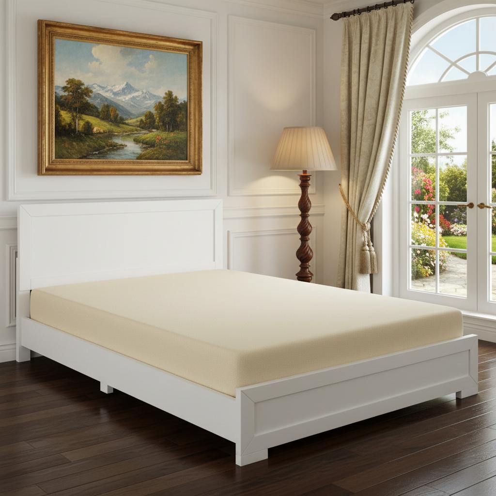 White Solid and Manufactured Wood Queen Bed Frame